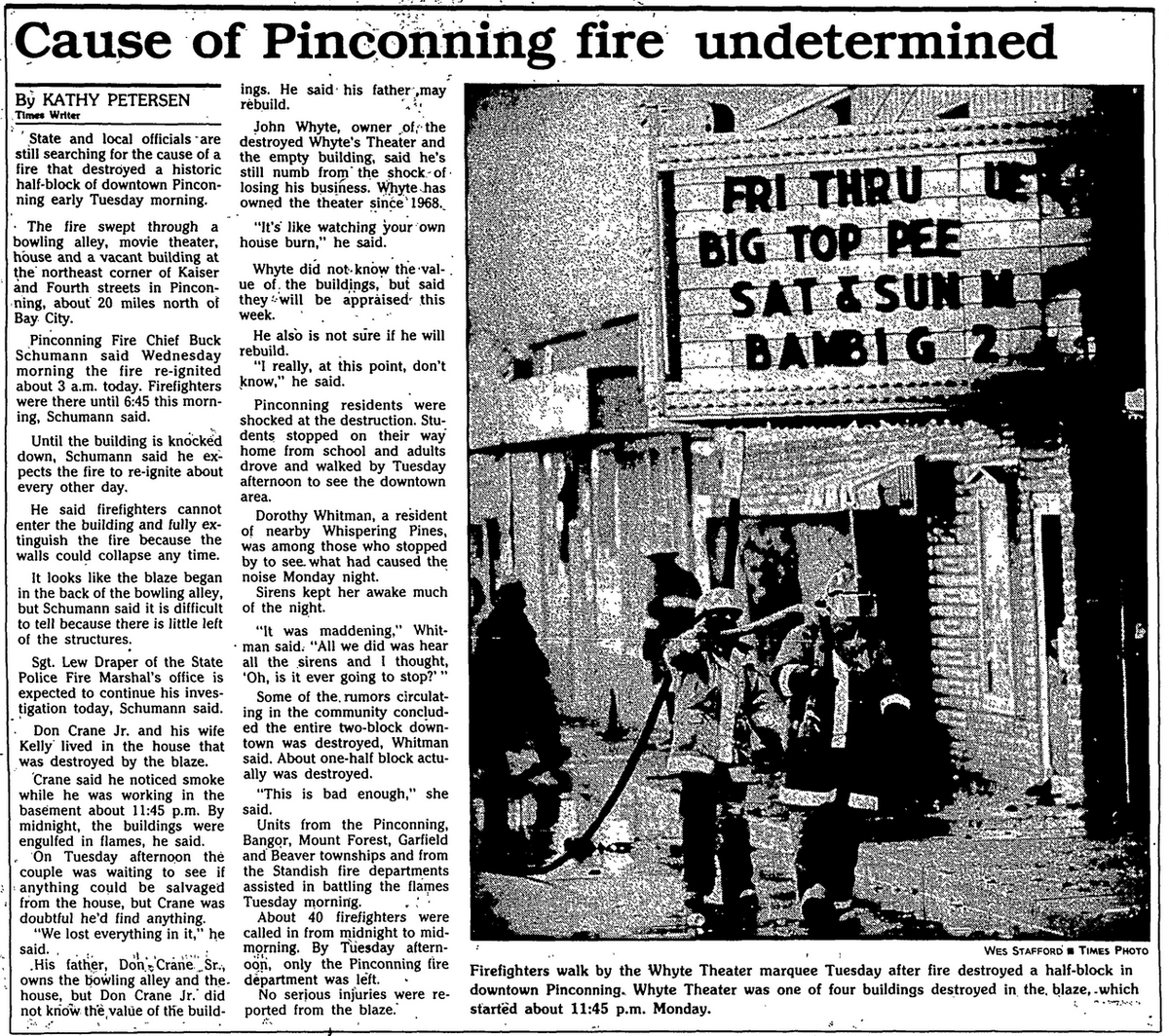 Whyte Theatre - August 1988 Fire Article (newer photo)